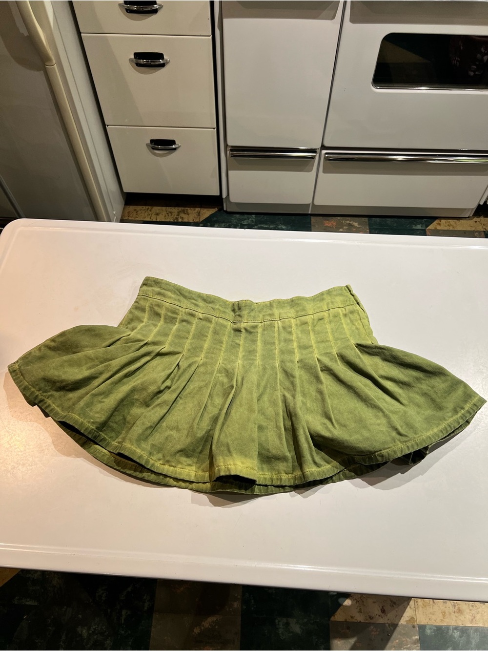 Urban Outfitters BDG Green Acid Wash Pleated Micro Skirt Skort Grunge Fall Army